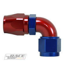 Load image into Gallery viewer, Speeflow - 100 series hose end 90 degree (red/blue).
